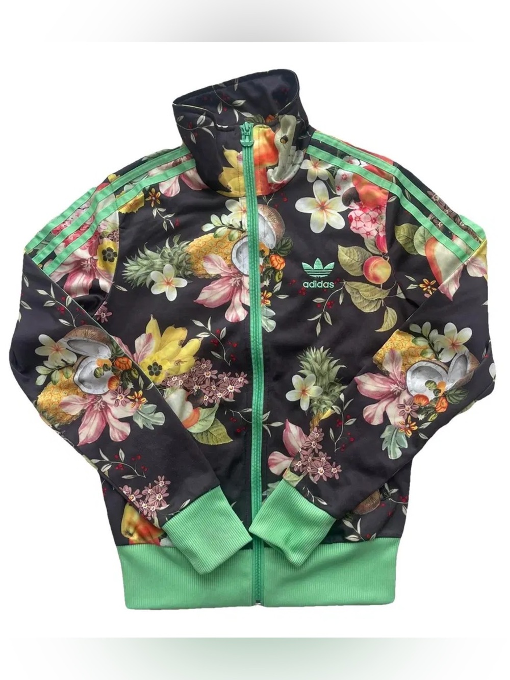 Adidas x Farm Rio Jardim Fruta Floral Track Jacket Green Trim Size Small